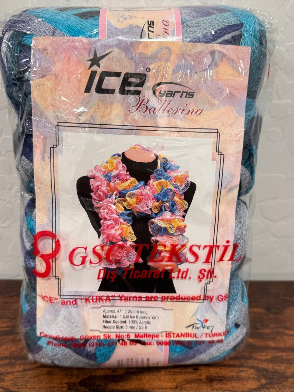 NIP Ice Yarns Ballerina Blue Multicolor Ruffle Yarn 4 Skeins